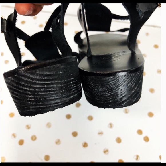 Ancient Greek leather Platform Wedge Sandals - Picture 4 of 6